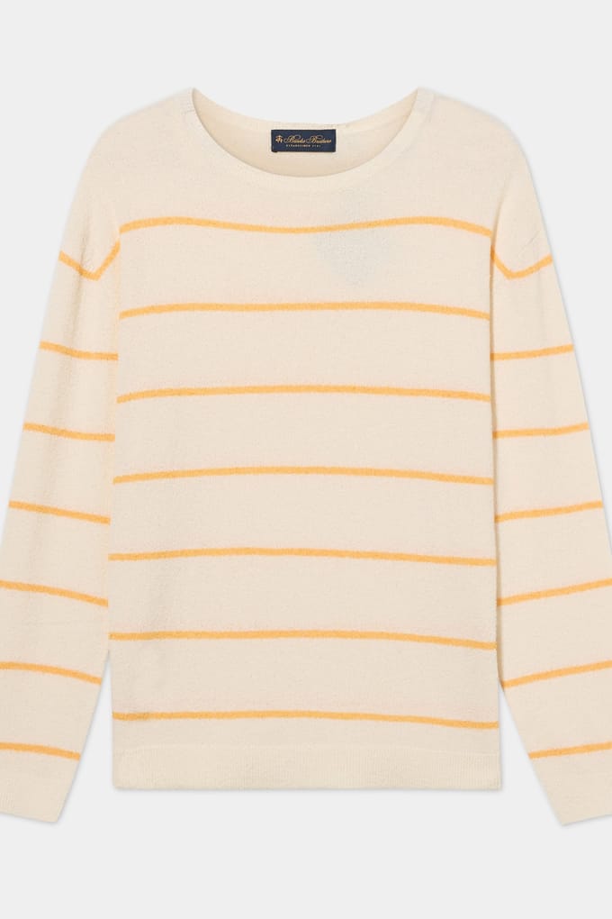 Brooks Brothers Striped Cotton Crewneck Yellow Größe: M | Pullover Outlet | Damen | Gelb