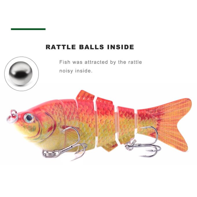 Leurres de pêche pour truite basse, leurres à corps dur à 6 segments avec hameçon triple Set E gray