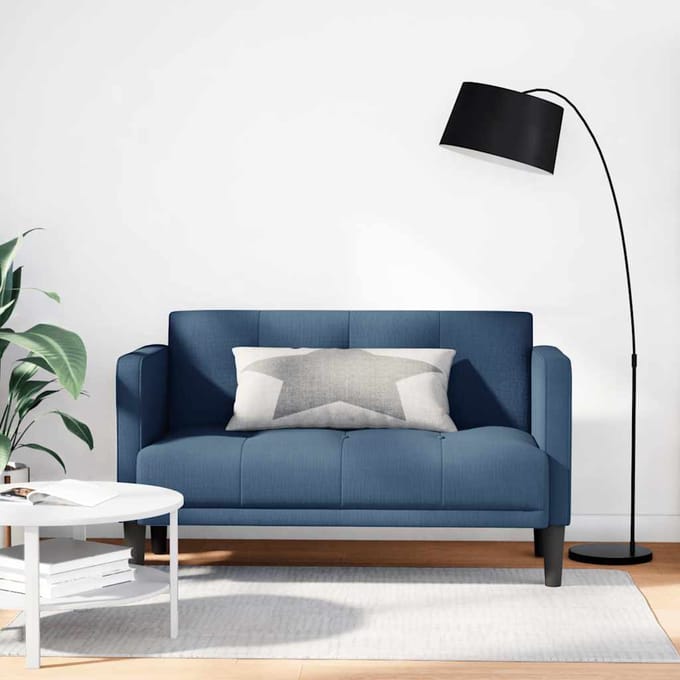 vidaXL - Loveseat - bank - blauw - 111 - cm - stof