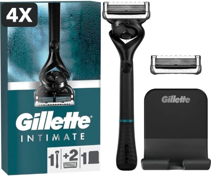 4 x Gillette Intimate - Scheermes Voor Intieme Zone - 1 Handvat + 2 Scheermesjes