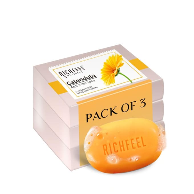Richfeel Calendula Acne Zeep, 75g (Pakket van 3) white