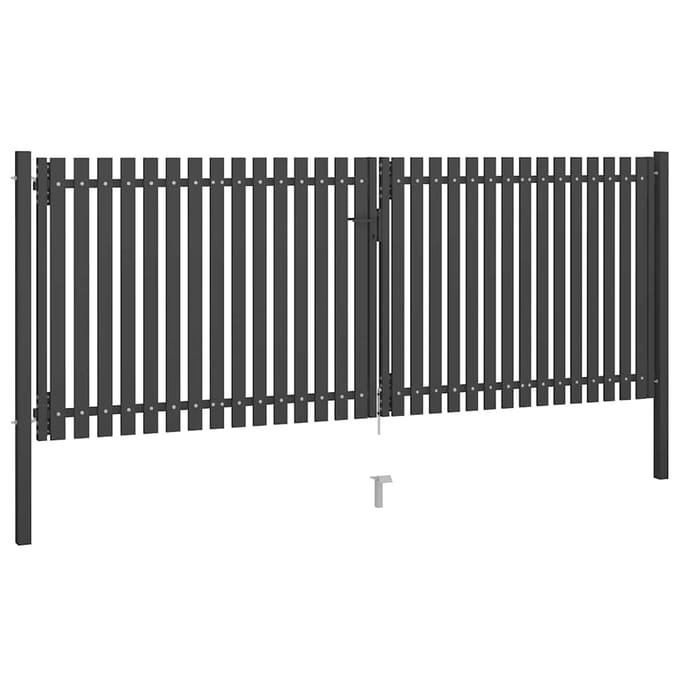 vidaXL - Tuinhekpoort - staal - 400x125 - cm - antraciet