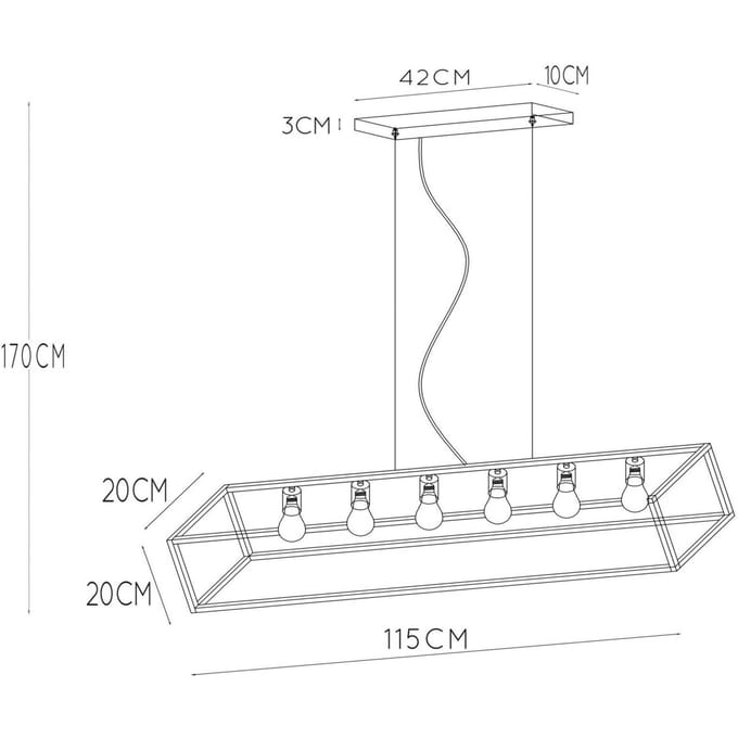 Lucide Hanglamp Fabian met metalen kap 6-lamps