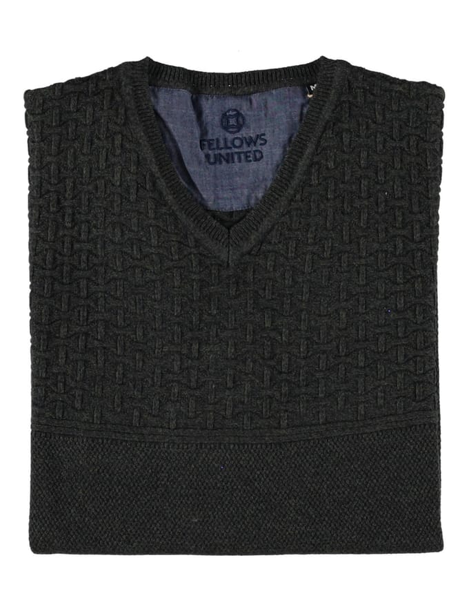 Fellows United Pullover V-neck structure knit Dark Green (32.1103 - 172)