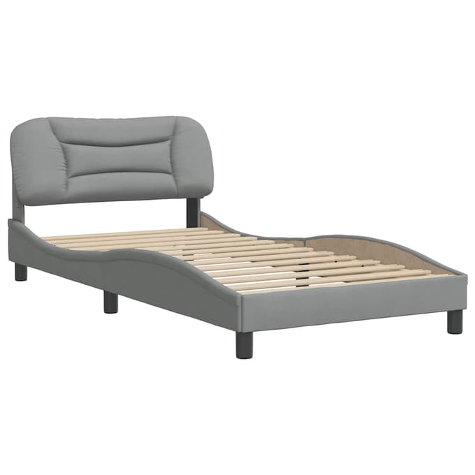 vidaXL - Bedframe - zonder - matras - "Hvar" - 100x200 - cm - stof - lichtgrijs
