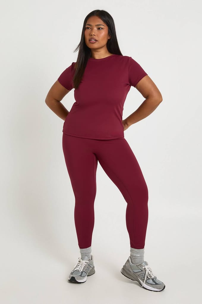 boohoo Dames Plus Superzachte Vormgevend Naaddetail Legging | Berry | Maat: 18