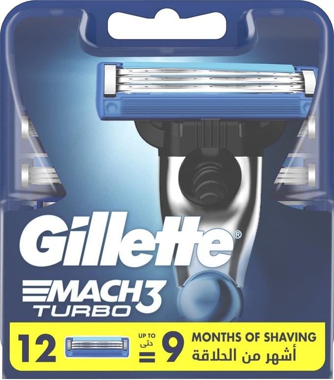 Gillette - Mach3 Turbo - Scheermesjes Voor Mannen - 12 Navulmesjes