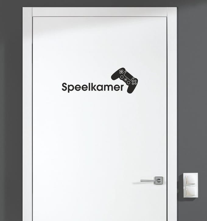 Deursticker - Speelkamer - Zwart 23x8