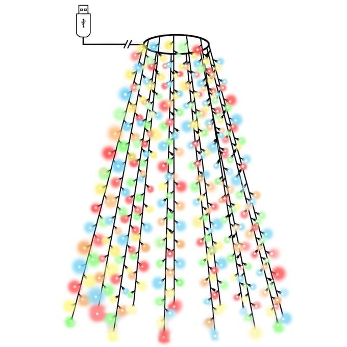 vidaXL Kerstboomverlichting met 210 LED's meerkleurig net 210 cm