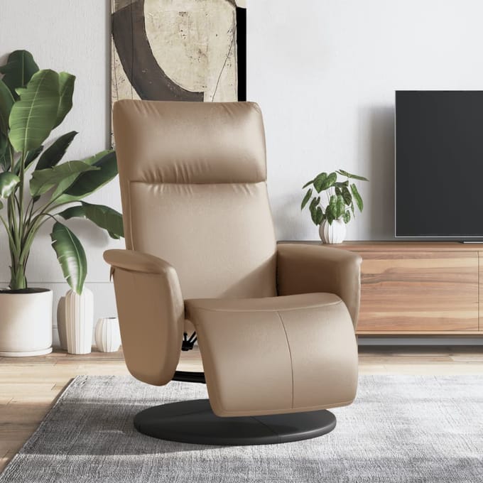 vidaXL - Fauteuil - verstelbaar - met - voetensteun - kunstleer - cappuccinokleur