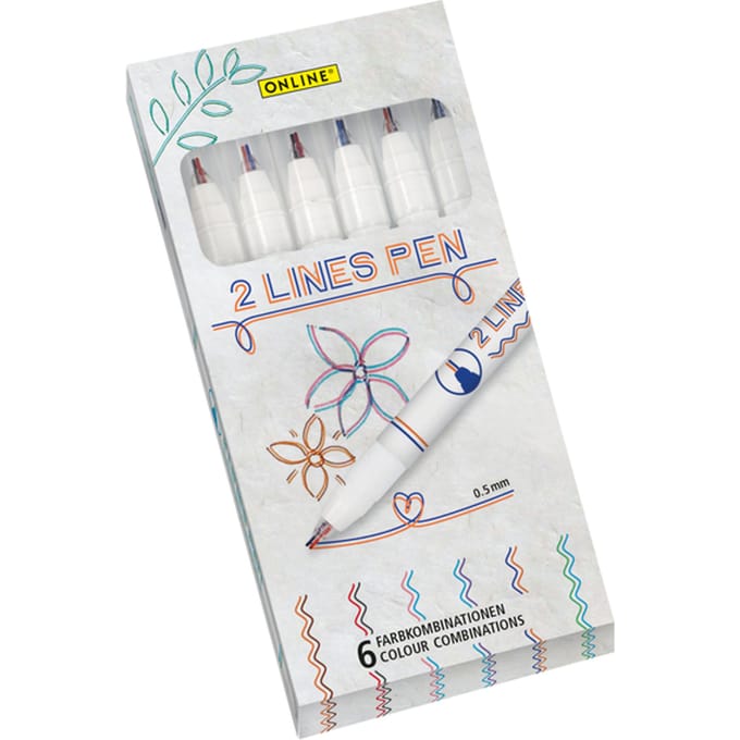 Finerliner online 2-lijnen assorti doos à 6 stuks