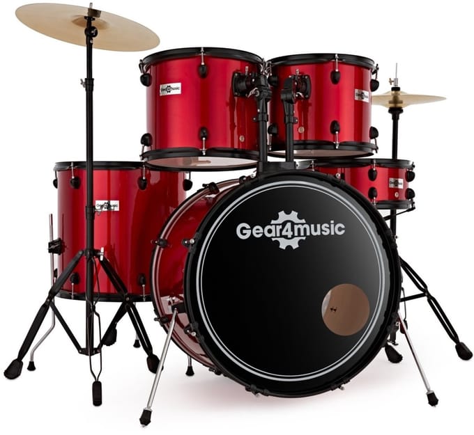 BDK-1 Fullsize Beginnersdrumstel van Gear4music, Rood