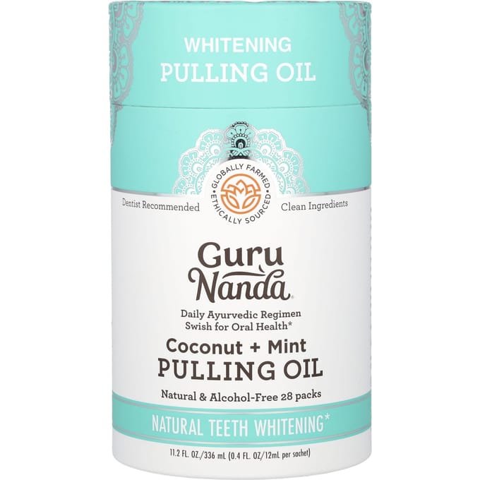 GuruNanda, Whitening Pulling Oil, Kokos + Munt, 28 pakjes, 0,4 fl oz (12 ml) elk white