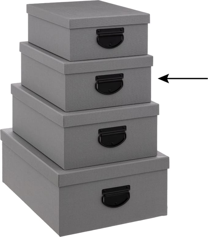 5Five Opbergdoos/box - donkergrijs - L30 x B24 x H12 cm - Stevig karton - Industrialbox