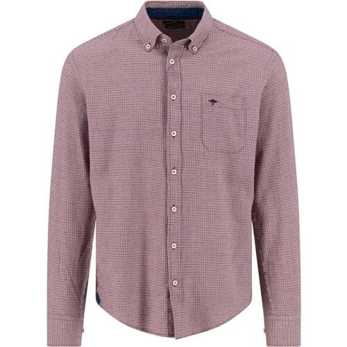 Fynch-Hatton Overhemd Mini Houndstooth Check Garnet Red / male
