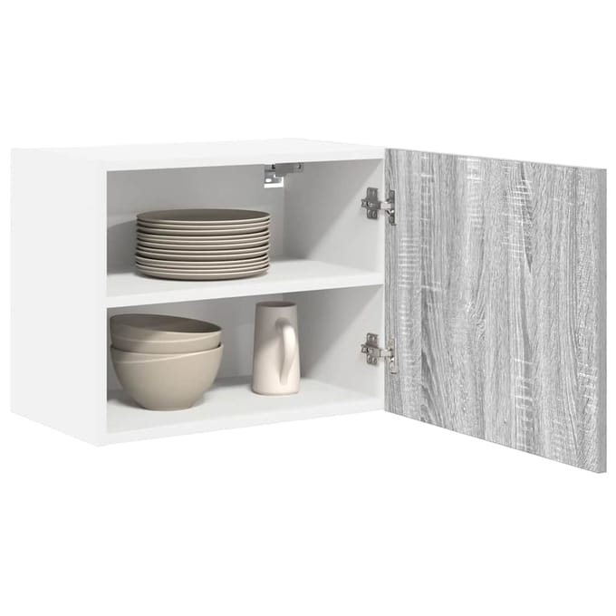 vidaXL - Hangkast - 2 - st - Grijs - Sonoma - en - Wit - Bewerkt - hout