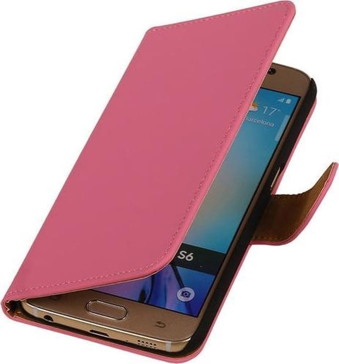 Roze Effen Booktype Samsung Galaxy S7 Plus Wallet Cover Hoesje