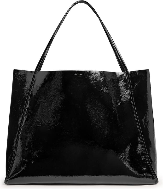 Ted Baker schoudertas shopper Brisaa Thin Strap Crinkle Slouchy Tote Bag Black zwart