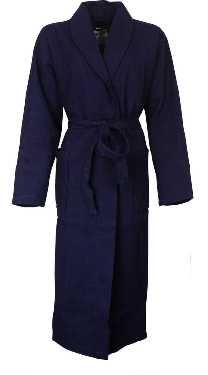 Tenderness Dames Badjas - Wafel - 100% Katoen - Blauw - Maat M