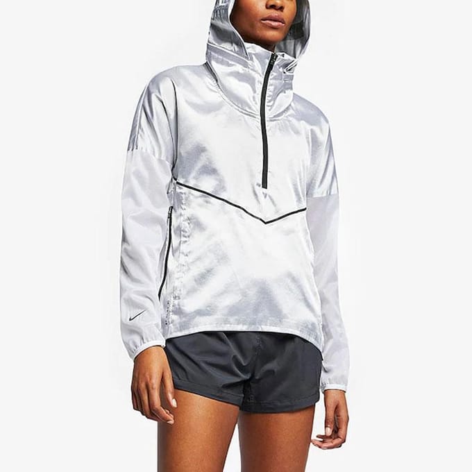 Nike Reflective Panel Hooded Jacket Dames Jassen Wit AT1129-095 M gray