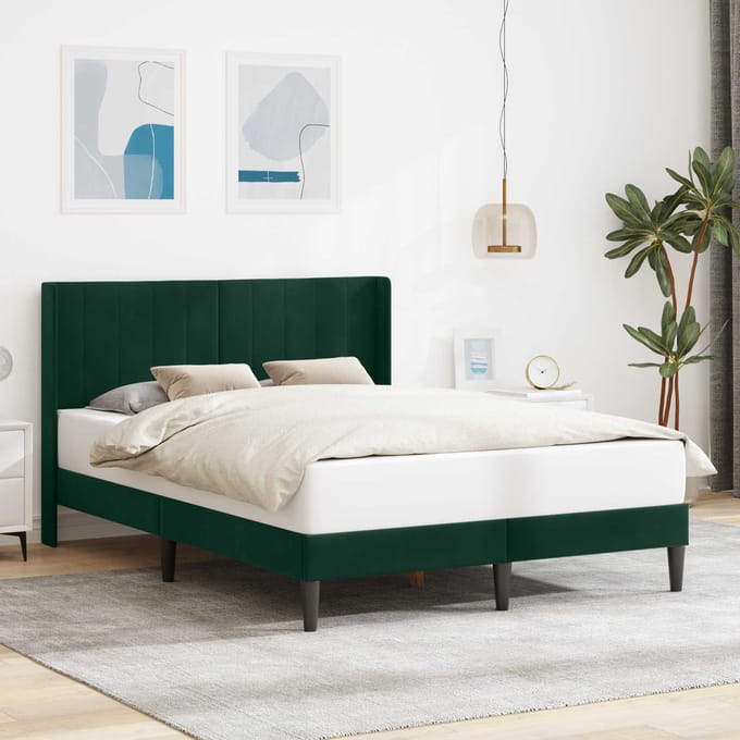 vidaXL - Bedframe - met - hoofdeinde - Donkergroen - 120 - x - 200 - cm - Fluweel