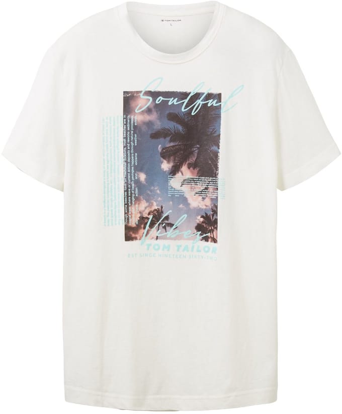 Tom Tailor - T-shirt - Maat XL - Mannen - 10332 off white - katoen