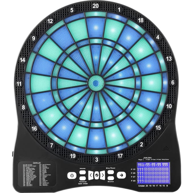 Elektronisch Dartbord, LED-verlicht Doel Dartbord met 48 Spellen & 500+ Variaties, Bevat 6 Dartshafts met Flights & 50 Soft Tips, Cricket