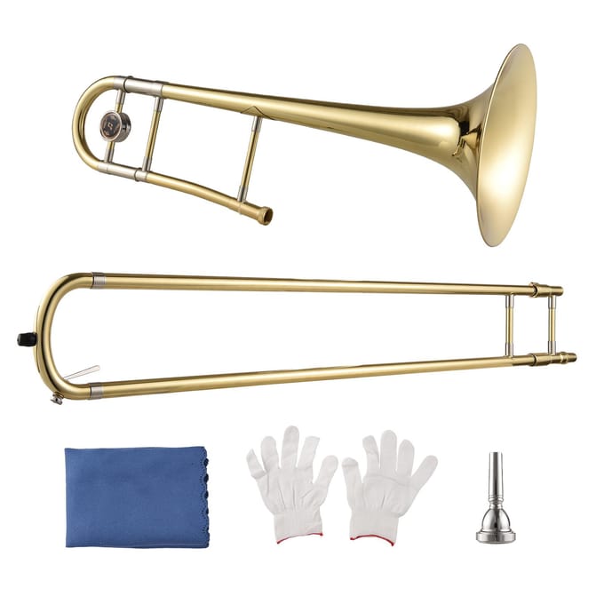 Bb Tenor Trombone voor Beginners Studenten Messing Vergulde Trombone Instrument Bb Tenor Schuif Trombone goud