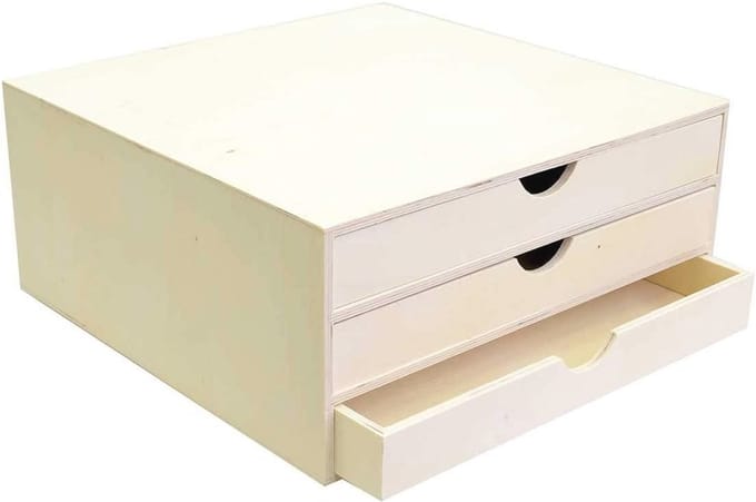 Decoratieve Opbergdoos van Hout - Beige, 34,5 x 34 x 15,5 cm