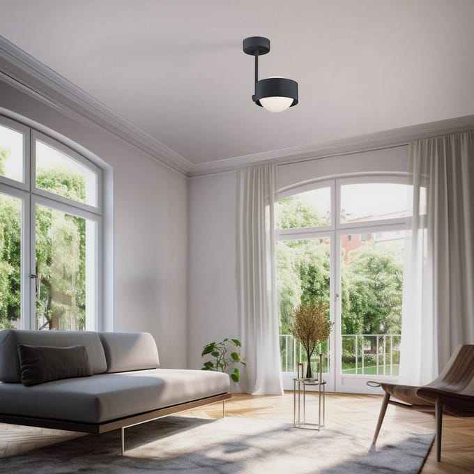 Argon Plafondlamp Mado van staal, zwart, 1-lamp