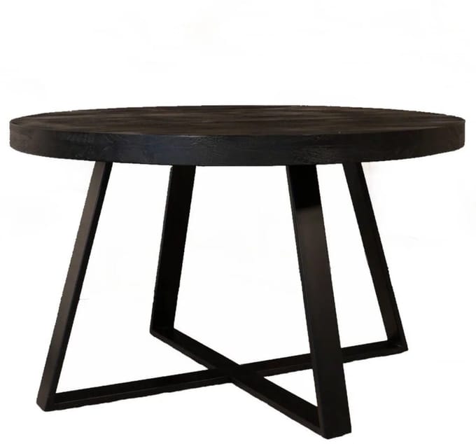 Salontafel rond mangohout Teun zwart side table industrieel bijzettafel mango hout