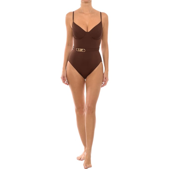 Michael Kors badpak uit één stuk met beugel en logoriem 204 saddle brown 6