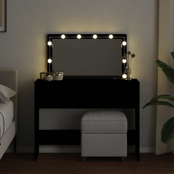 vidaXL - Kaptafel - met - LED-verlichting - 100x40x120 - cm - zwart