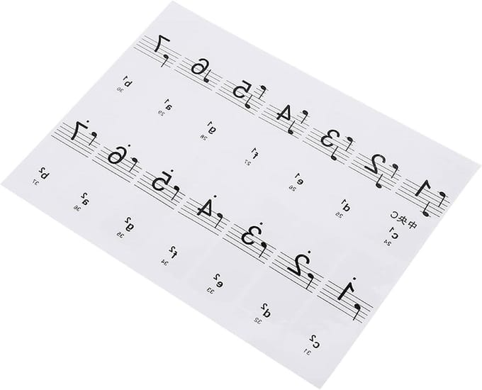 Toetsenbord Stickers - Pianostickers Beginners - Muziek Leren - Met Notatie - 88 Toetsen - Transparant