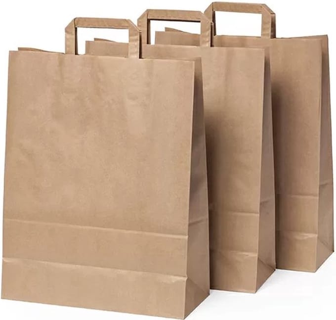 Draagtas papier - Groot - Bruin - 250 stuks - 32+16x27cm