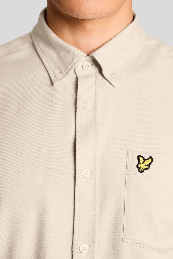 Lyle & Scott Plain Flannel Shirt Putty Size: L | Casual Shirts Outlet | Heren |