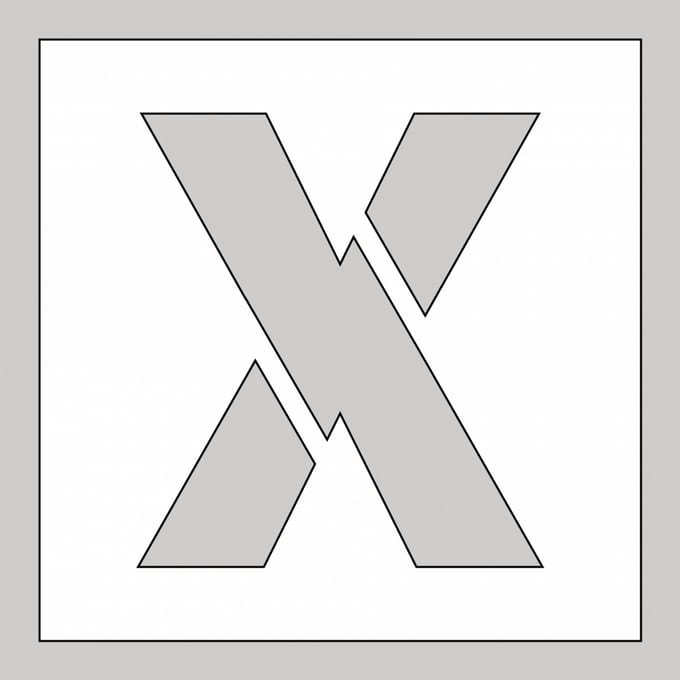 Spuitsjabloon letter X - dibond 500 x 500 mm