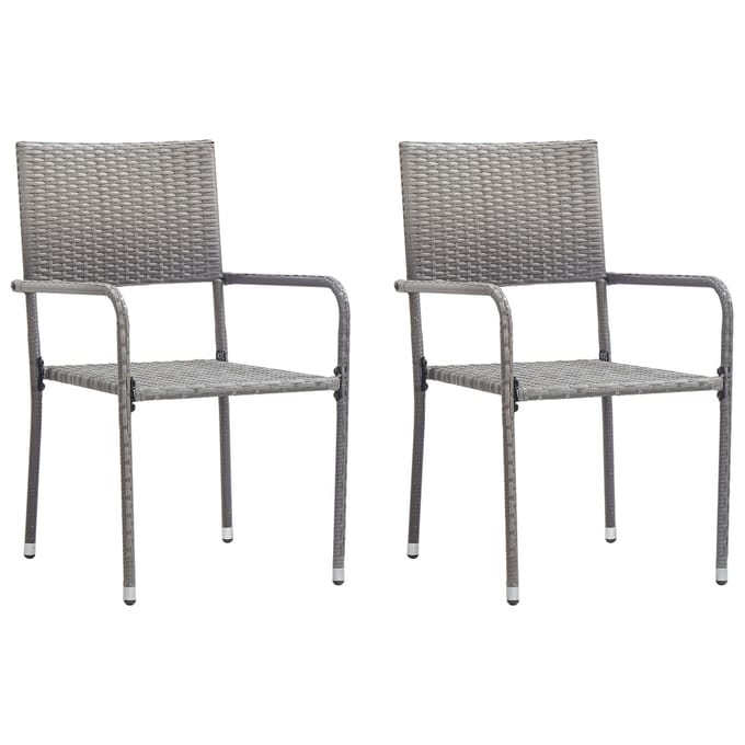 vidaXL - Tuinstoelen - 2 - st - stapelbaar - poly - rattan - grijs
