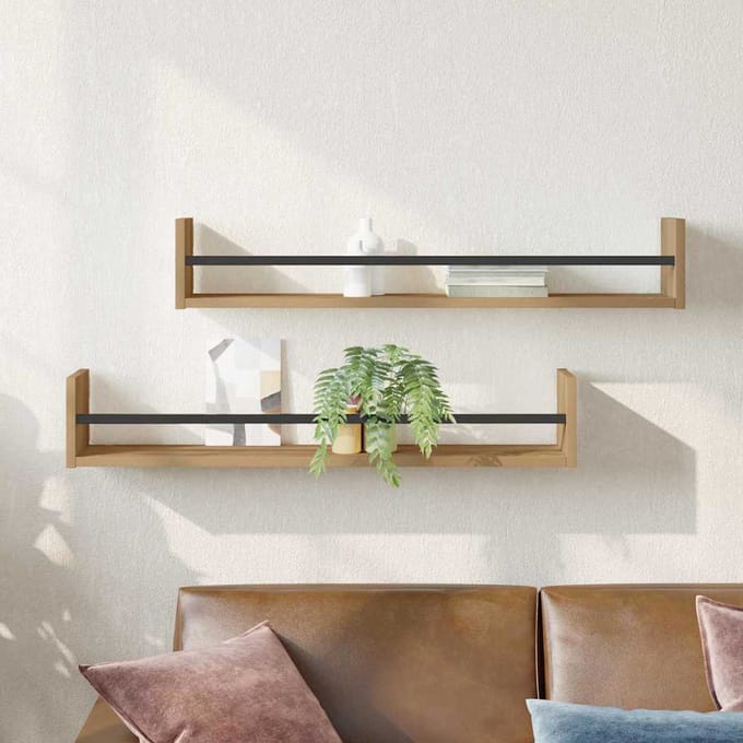 vidaXL - Wandplank - 2 - st - Artisan - Eiken - 80 - x - 16 - x - 14 - cm