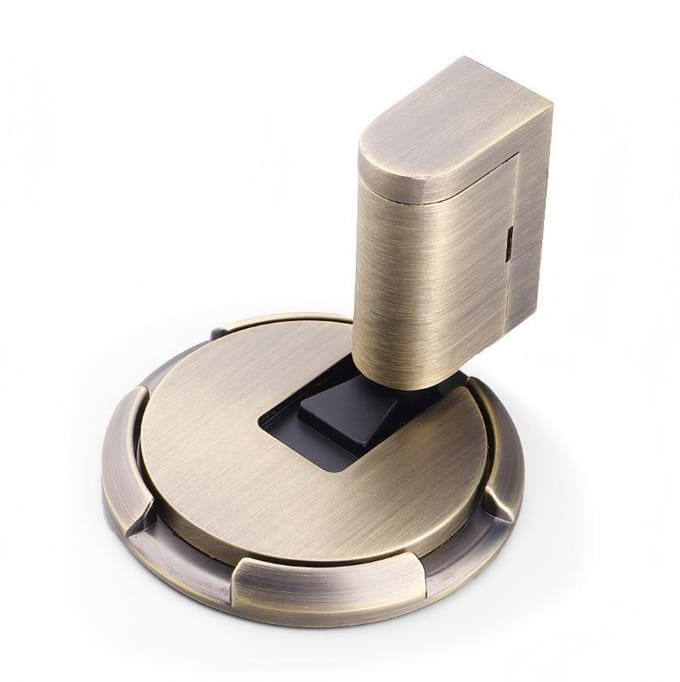 Deurwig - Deurstopper - Model 2025 deurstopper - Magnetische metalen deurstopper - Magnetische deurstopper - Massieve deurstopper met lijm en schroeven - Bruin