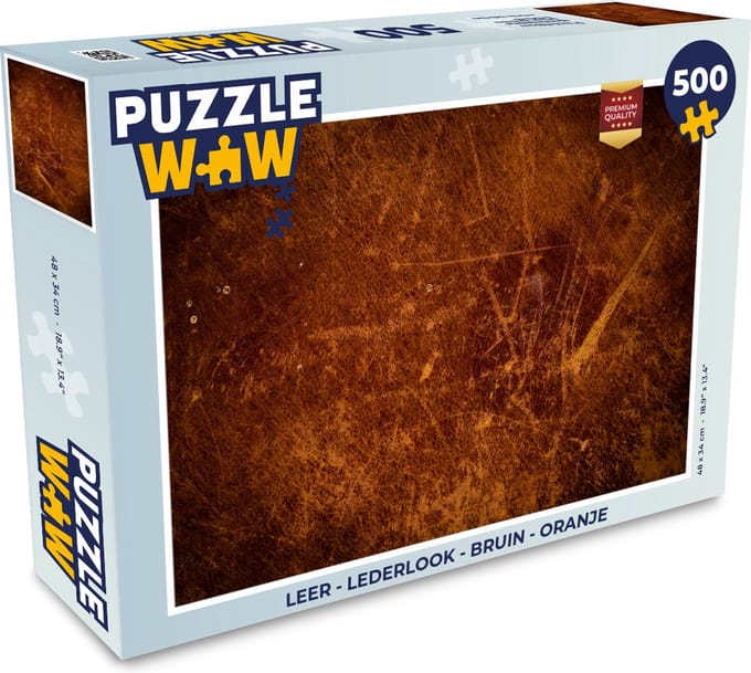 Puzzel Leer - Lederlook - Bruin - Oranje - Legpuzzel - Puzzel 500 stukjes