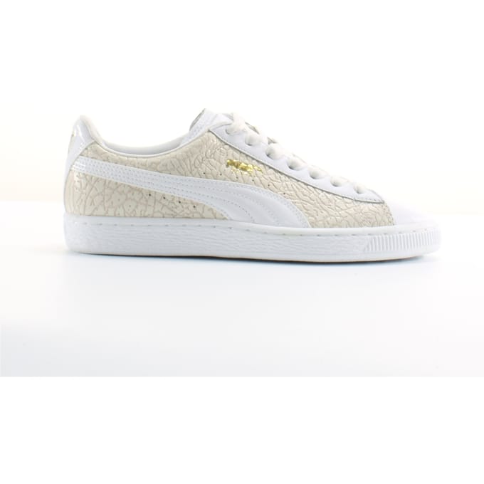 Puma Basket Krokodil Wit Leer Heren Veterschoenen 358872 01