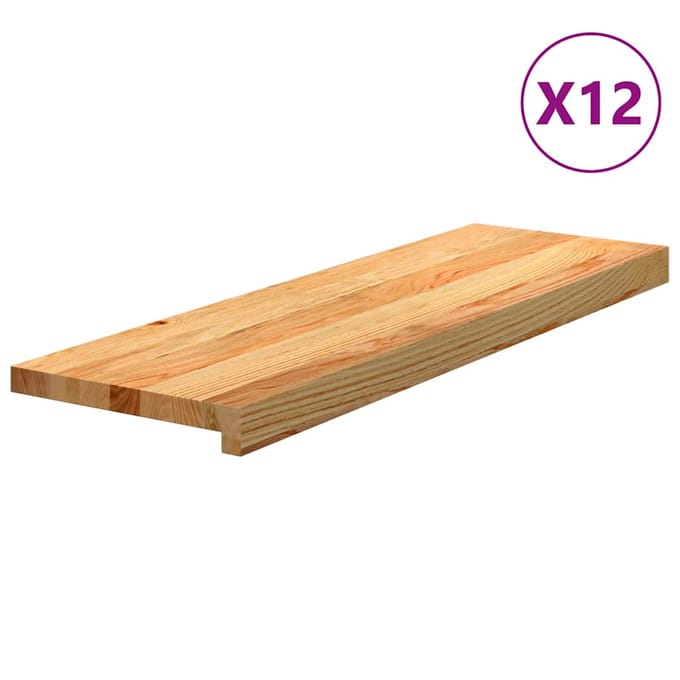 vidaXL - Traptreden - 12 - st - 80x30x2 - cm - massief - eikenhout - lichtbruin