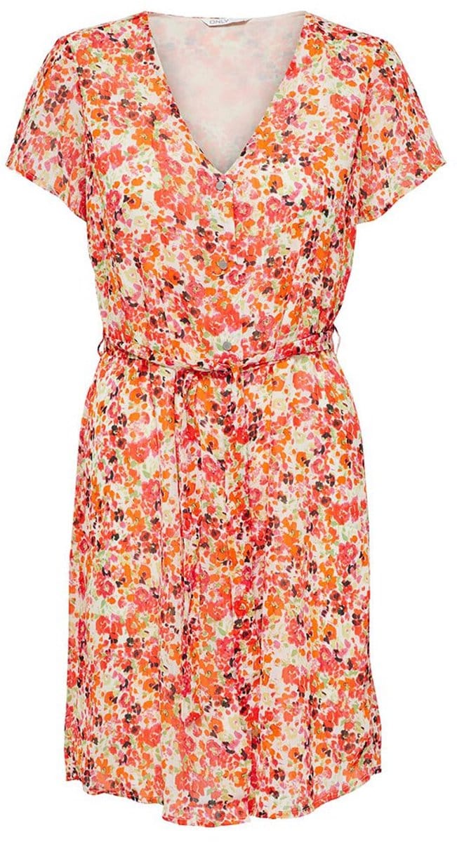 Only Lucie Fr Korte Mouw Jurk Oranje XS Vrouw