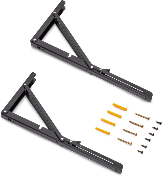 Emuca Set opklapbare planksteunen, lengte 203mm, Staal, Wit gelakt