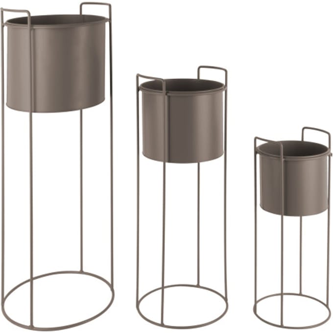 Present Time Bloempot Set Essence - Grijs - 80xØ28 cm & 28xØ23 cm & 50xØ19 cm - Modern