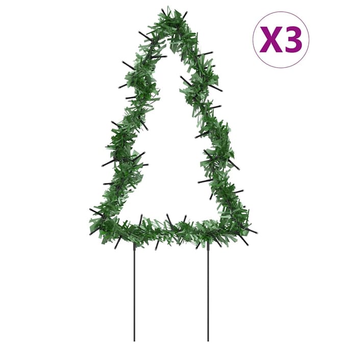 vidaXL - Kerstverlichting - kerstboom - 3 - st - met - grondpinnen - 50 - LED's - 30 - cm