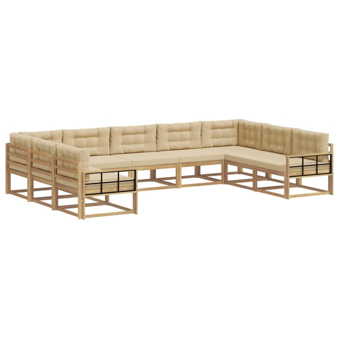 vidaXL - Buiten - bank - set - 9 - st - Wit - en - Beige