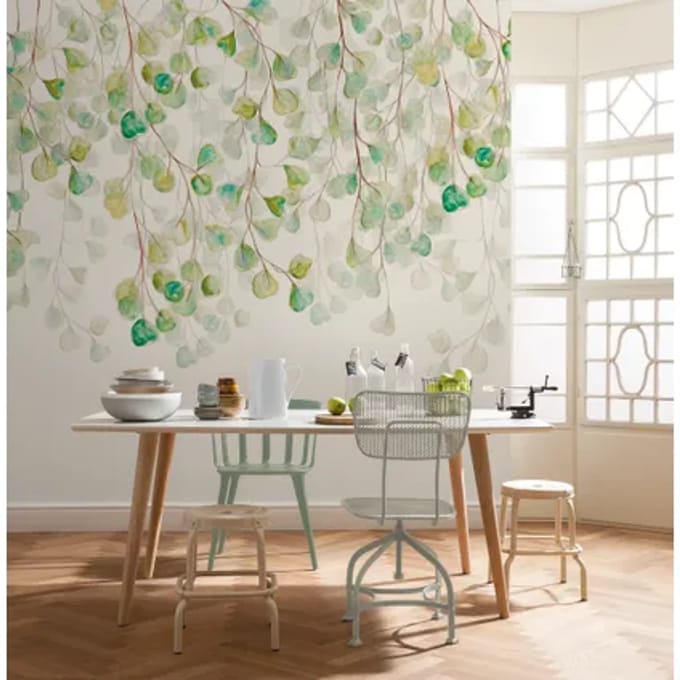 Fotobehang - Douche de Feuilles 300x250cm - Vliesbehang