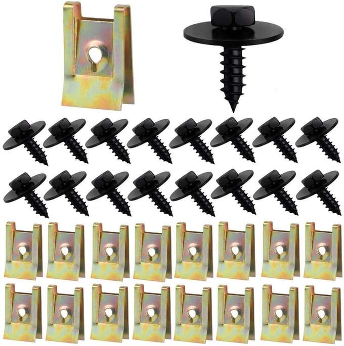 Plaatmoer en clip kit voor diverse schroeven en moeren met RVS afwerking